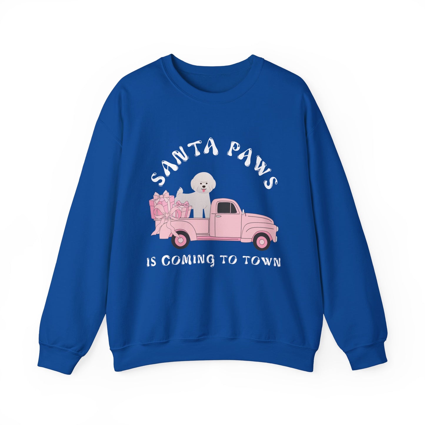 Santa Paws Christmas truck with white dog Unisex Heavy Blend™ Crewneck Sweatshirt