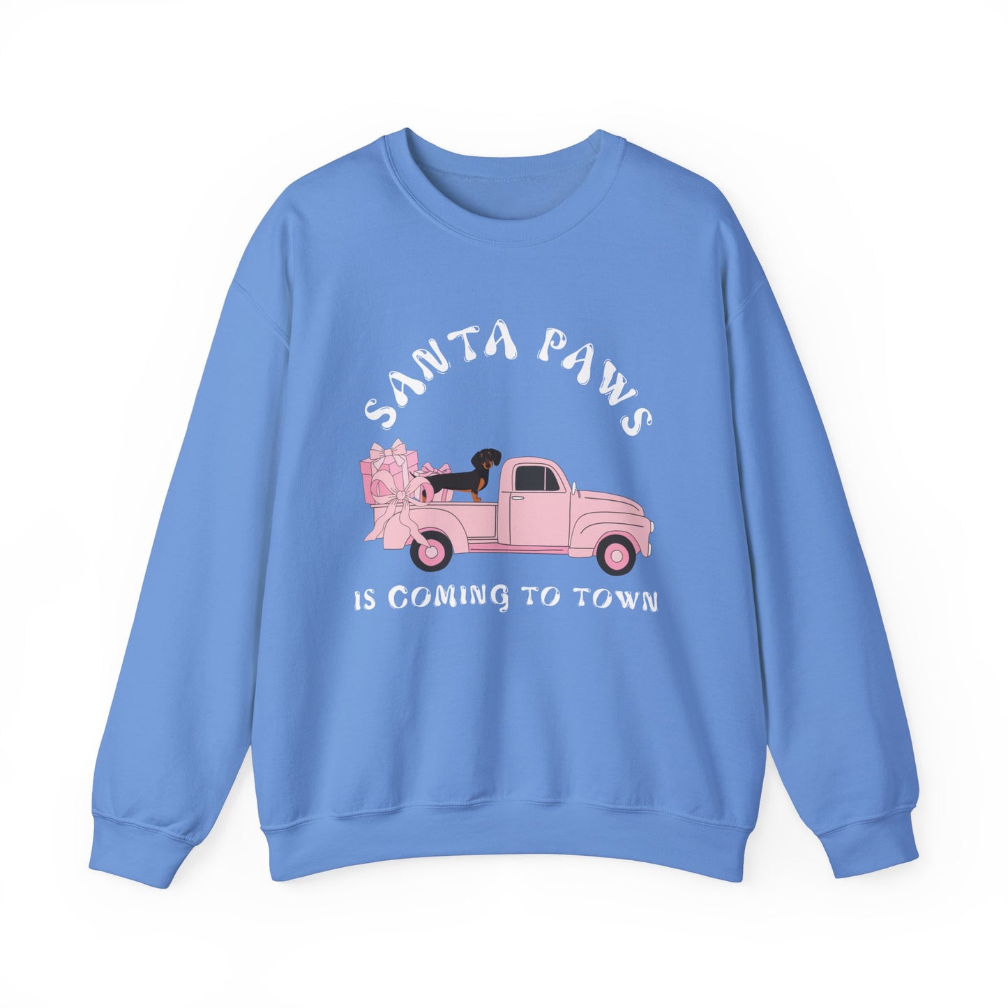 Santa Paws Christmas truck with dachshund Unisex Heavy Blend™ Crewneck Sweatshirt