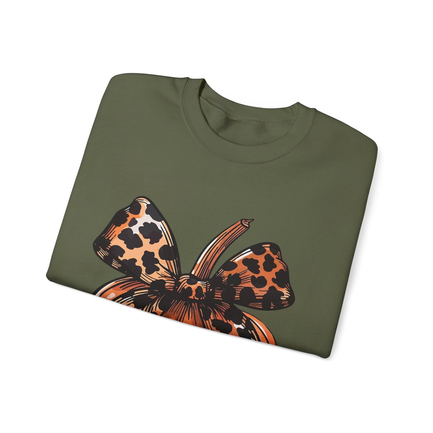 Leopard Pumpkin Bow Unisex Heavy Blend™ Crewneck Sweatshirt