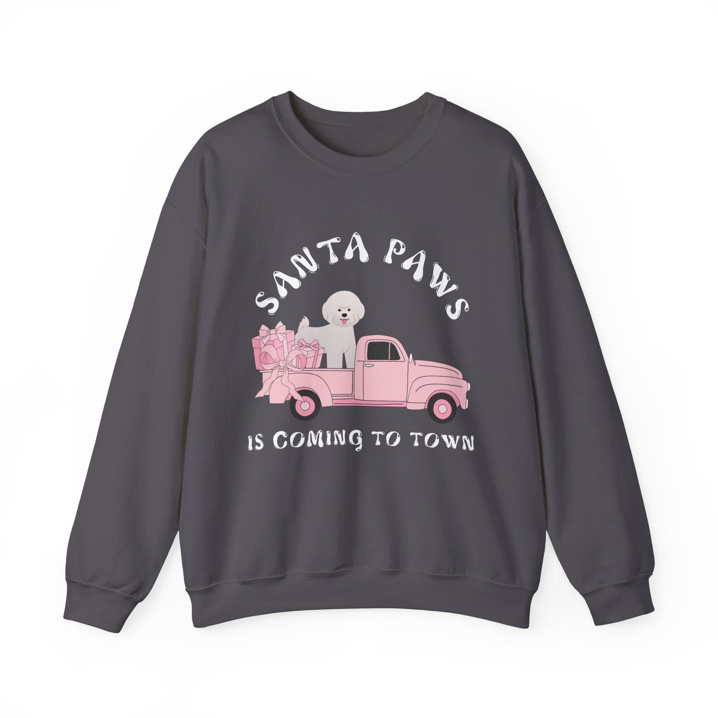 Santa Paws Christmas truck with white dog Unisex Heavy Blend™ Crewneck Sweatshirt