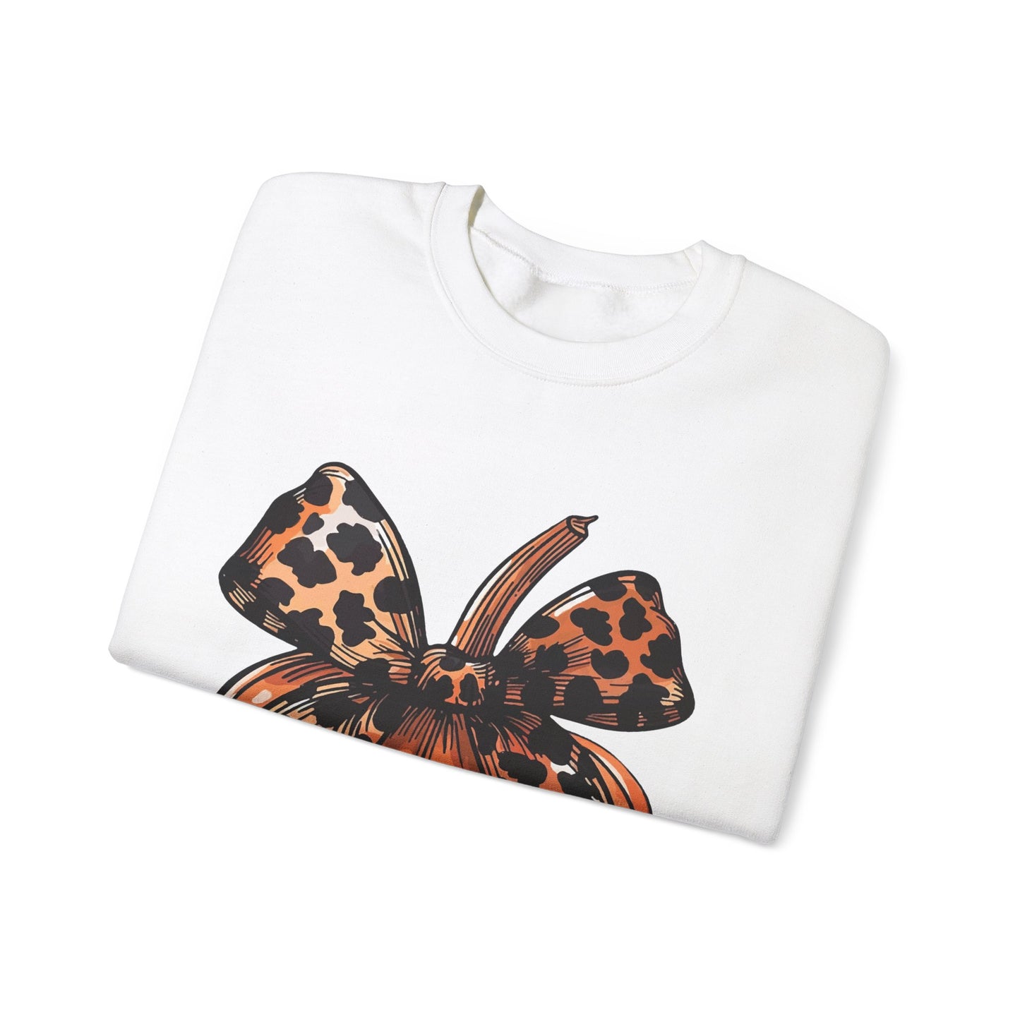 Leopard Pumpkin Bow Unisex Heavy Blend™ Crewneck Sweatshirt