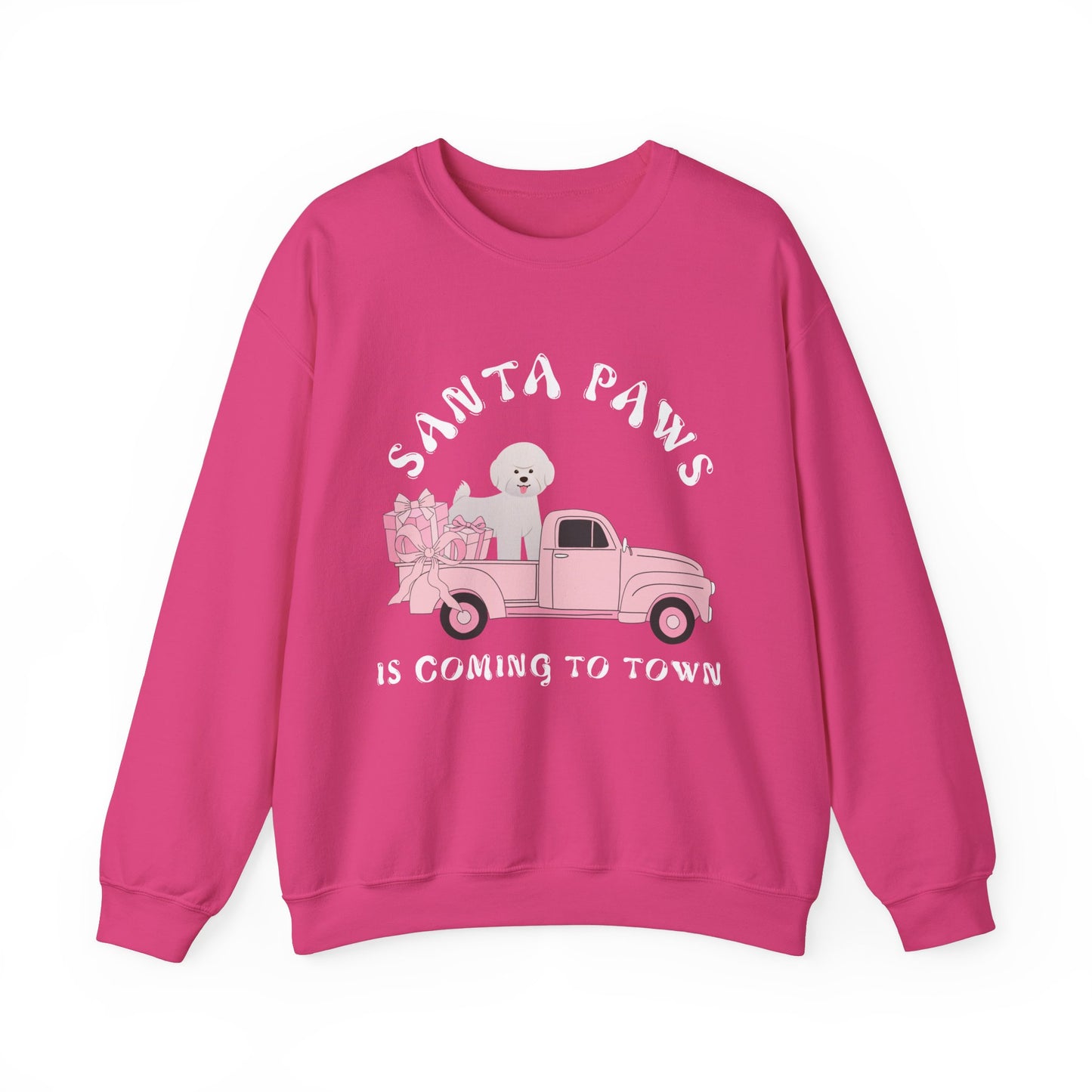 Santa Paws Christmas truck with white dog Unisex Heavy Blend™ Crewneck Sweatshirt