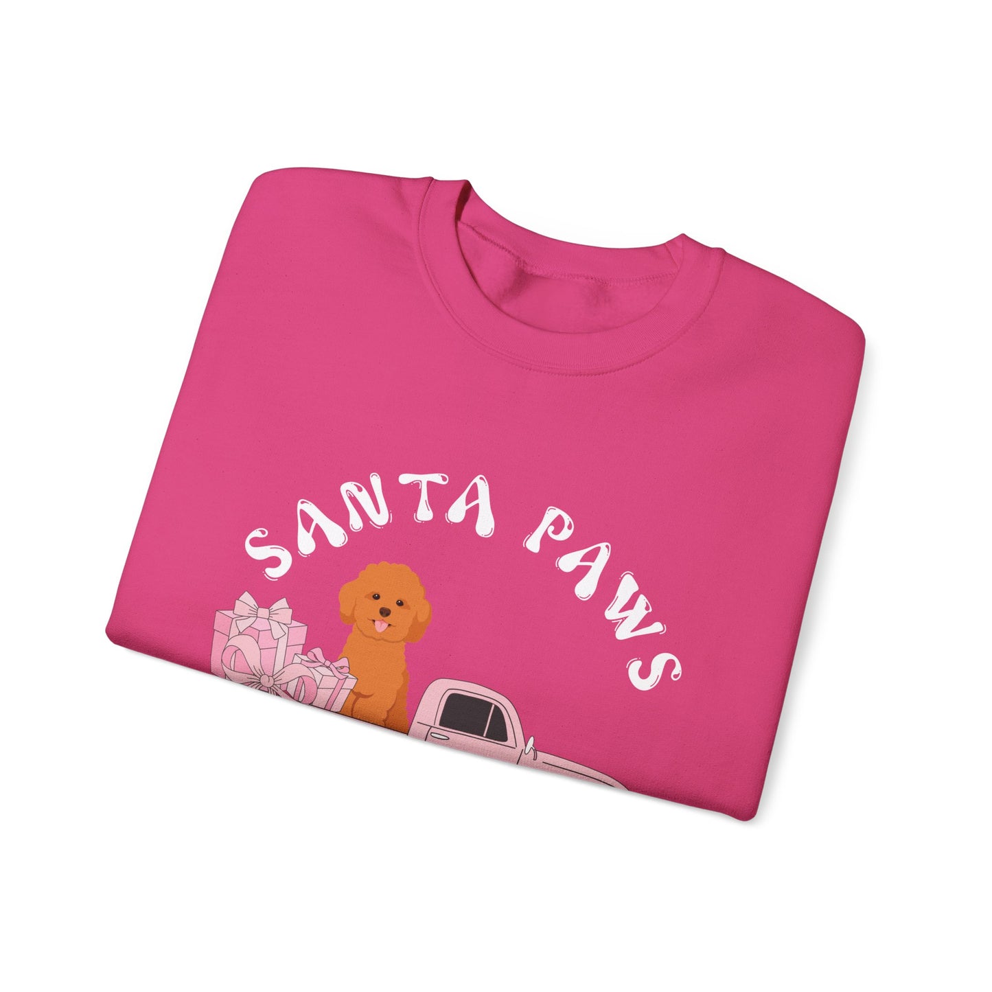 Santa Paws Christmas truck with cockapoo Unisex Heavy Blend™ Crewneck Sweatshirt