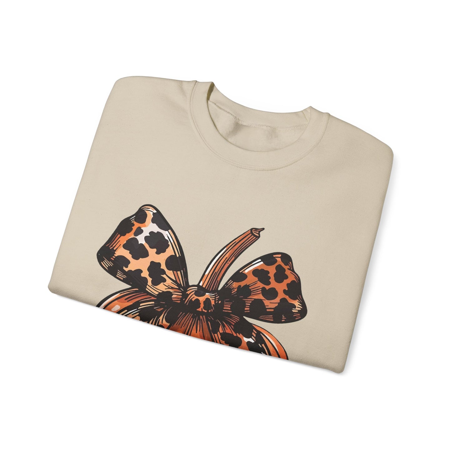 Leopard Pumpkin Bow Unisex Heavy Blend™ Crewneck Sweatshirt