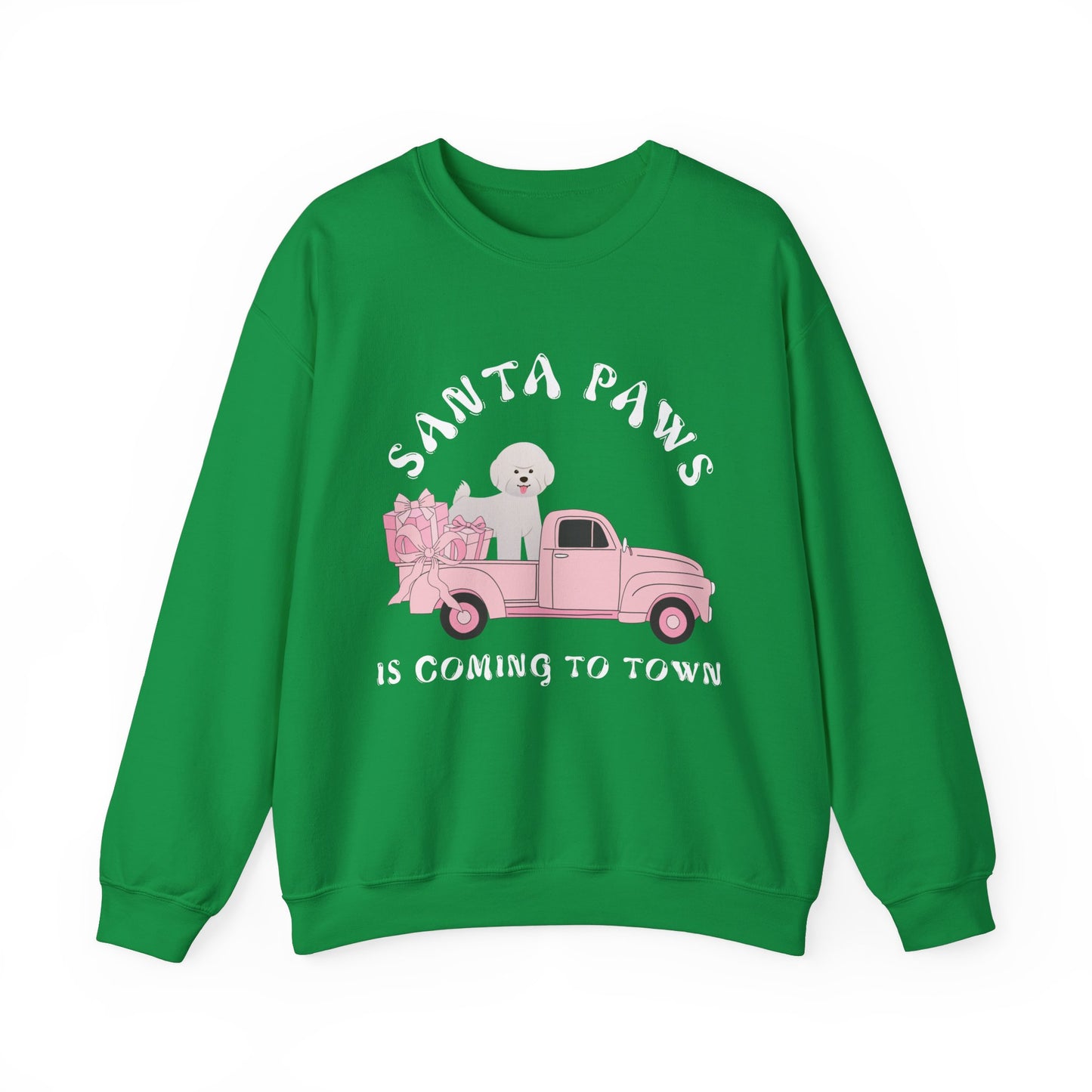 Santa Paws Christmas truck with white dog Unisex Heavy Blend™ Crewneck Sweatshirt