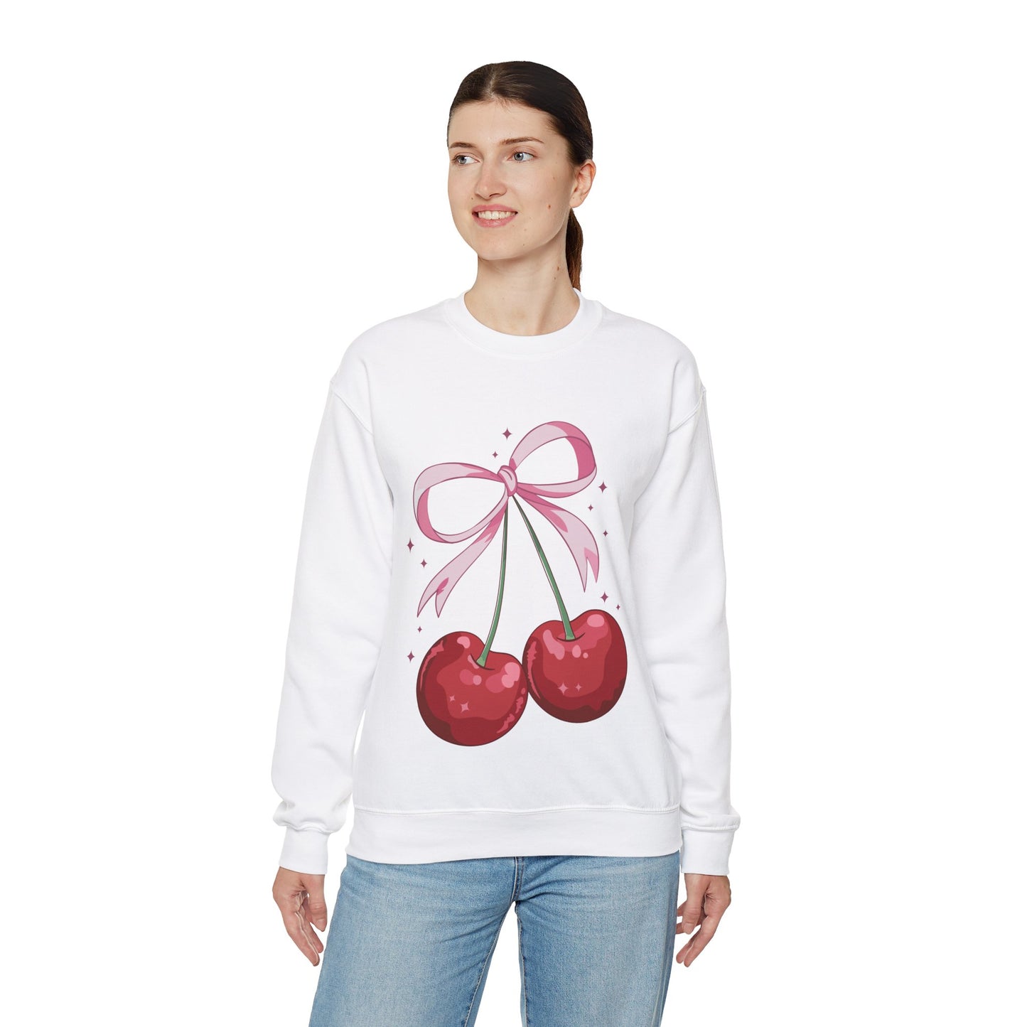 Cute Cherry Bow Unisex Heavy Blend™ Crewneck Sweatshirt