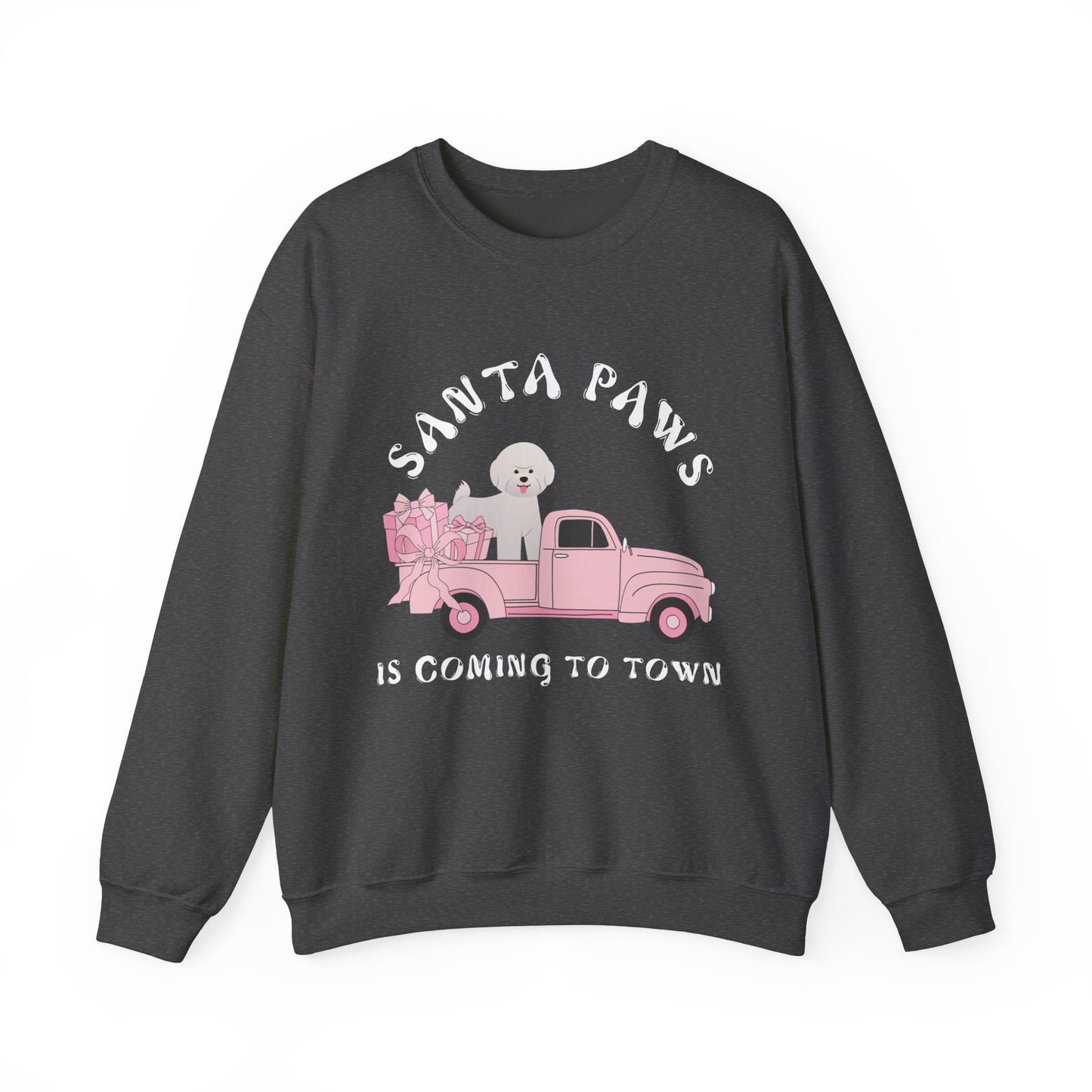 Santa Paws Christmas truck with white dog Unisex Heavy Blend™ Crewneck Sweatshirt