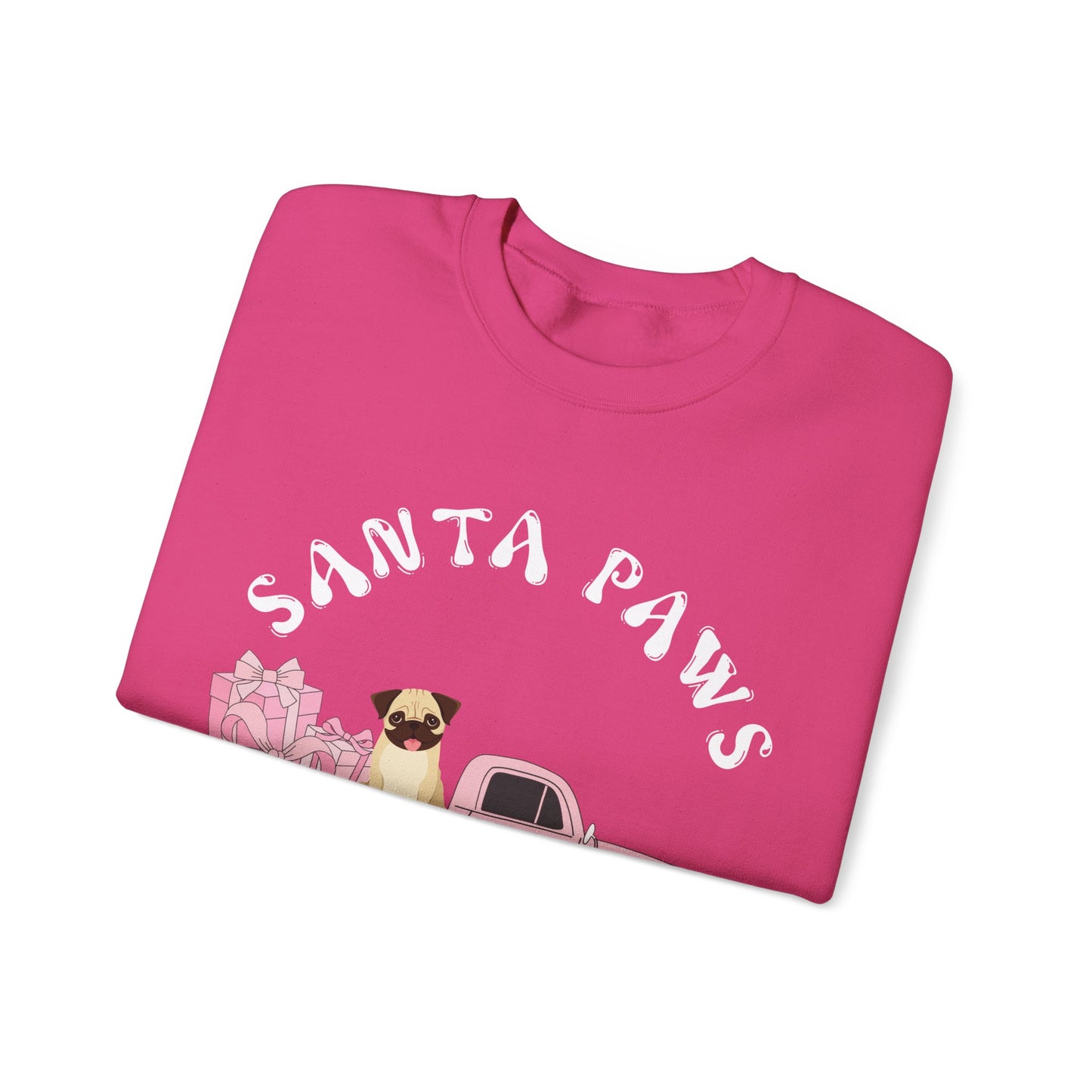 Santa Paws Christmas truck with pug Unisex Heavy Blend™ Crewneck Sweatshirt