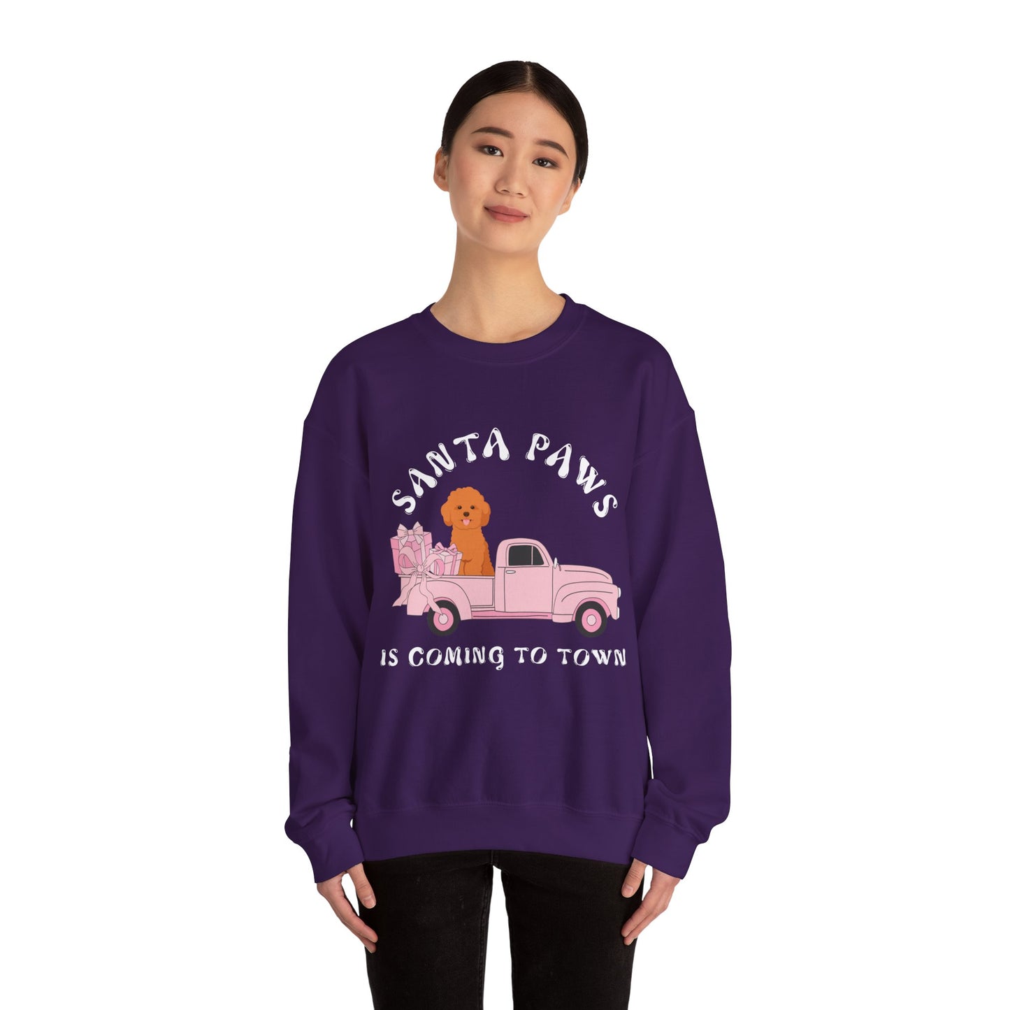 Santa Paws Christmas truck with cockapoo Unisex Heavy Blend™ Crewneck Sweatshirt