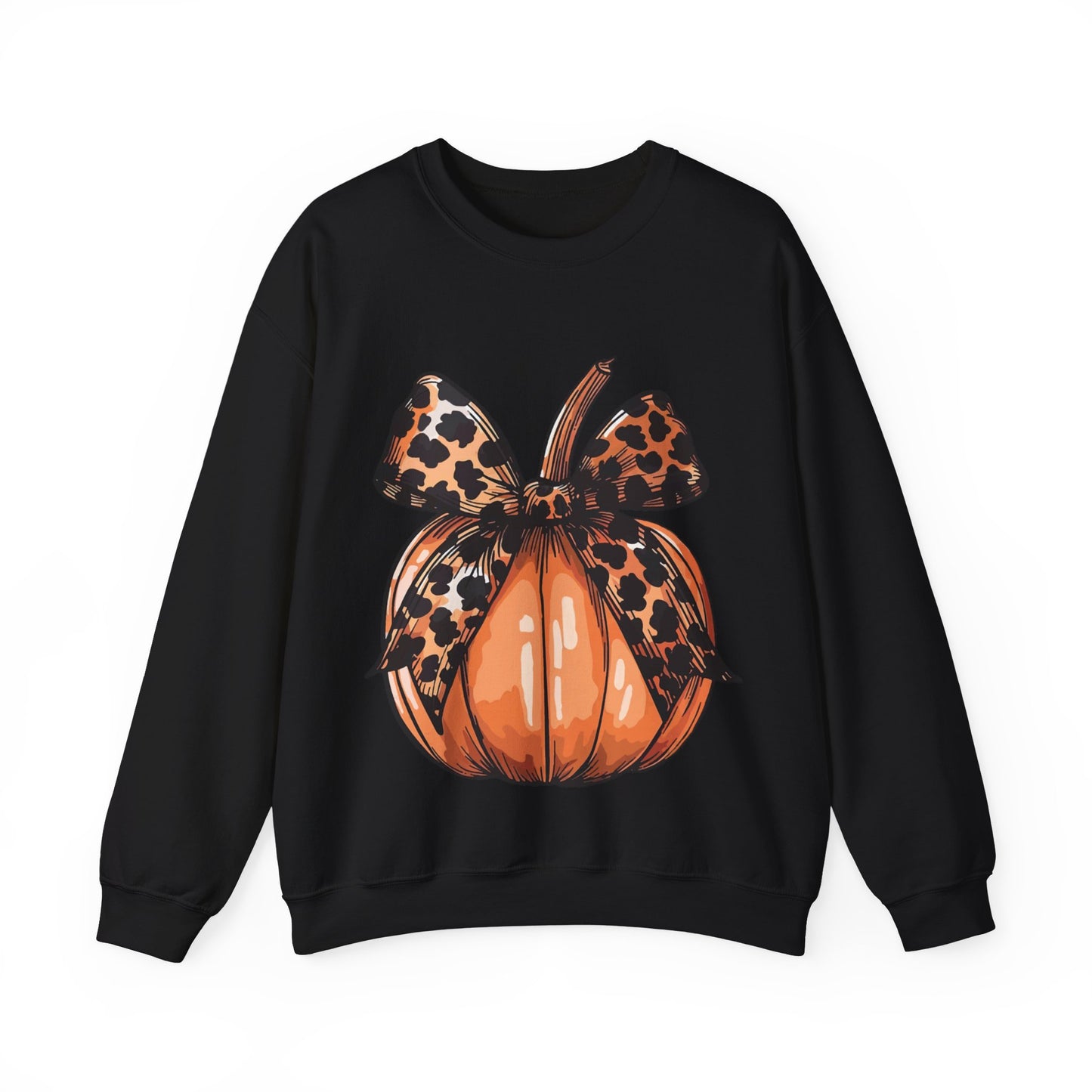 Leopard Pumpkin Bow Unisex Heavy Blend™ Crewneck Sweatshirt