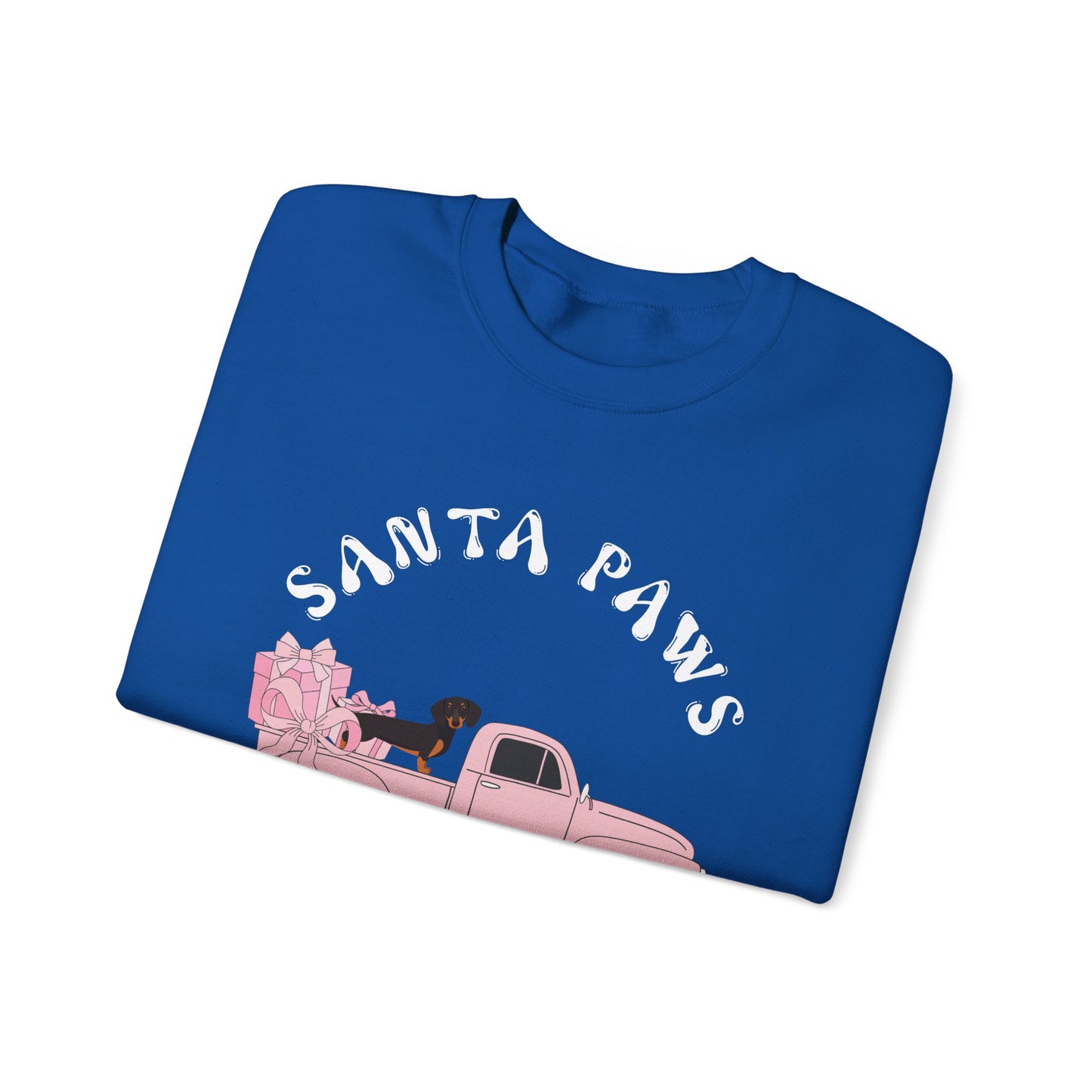 Santa Paws Christmas truck with dachshund Unisex Heavy Blend™ Crewneck Sweatshirt