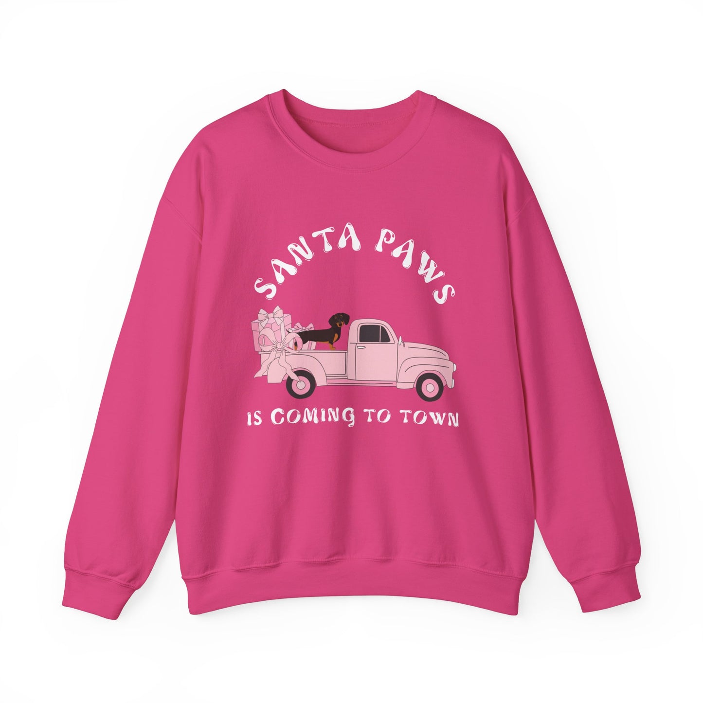 Santa Paws Christmas truck with dachshund Unisex Heavy Blend™ Crewneck Sweatshirt