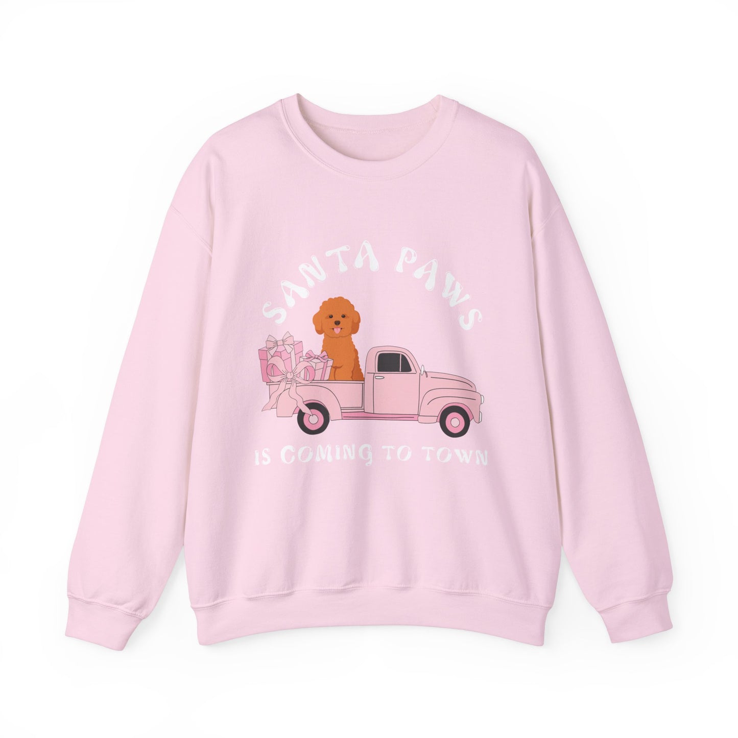 Santa Paws Christmas truck with cockapoo Unisex Heavy Blend™ Crewneck Sweatshirt