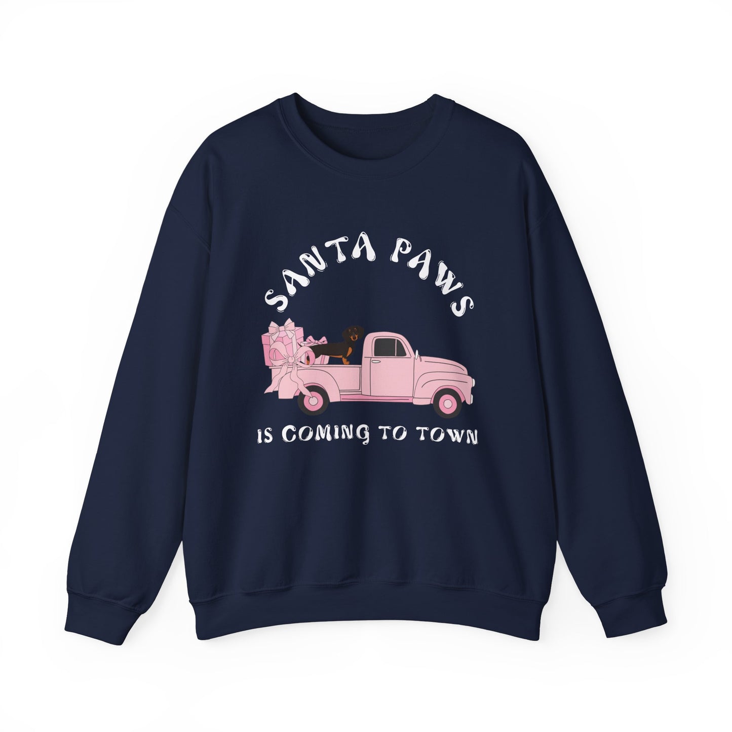 Santa Paws Christmas truck with dachshund Unisex Heavy Blend™ Crewneck Sweatshirt