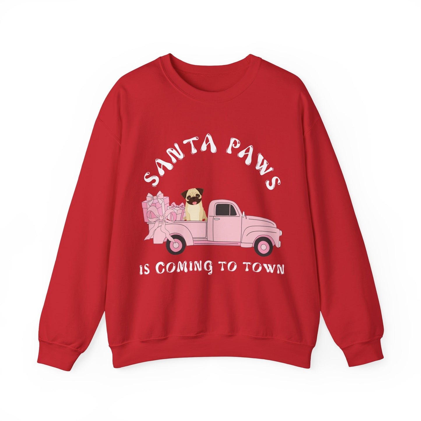 Santa Paws Christmas truck with pug Unisex Heavy Blend™ Crewneck Sweatshirt