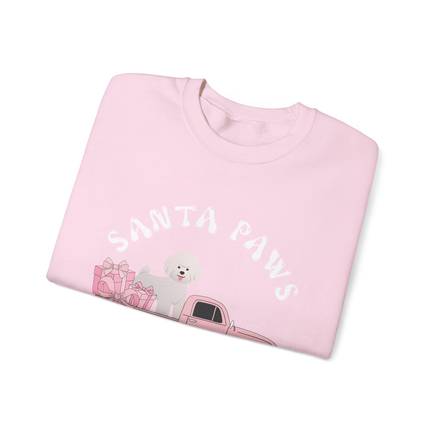 Santa Paws Christmas truck with white dog Unisex Heavy Blend™ Crewneck Sweatshirt