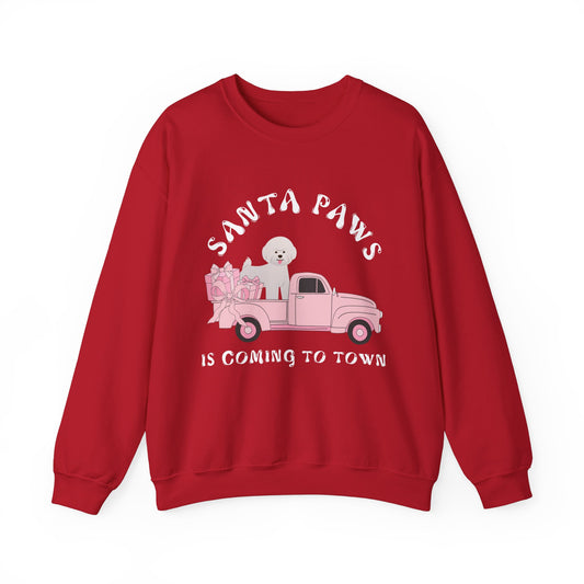 Santa Paws Christmas truck with white dog Unisex Heavy Blend™ Crewneck Sweatshirt