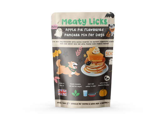 Meaty Licks Halloween apple pie pancake mix for dogs  (pre order despatch end of September)