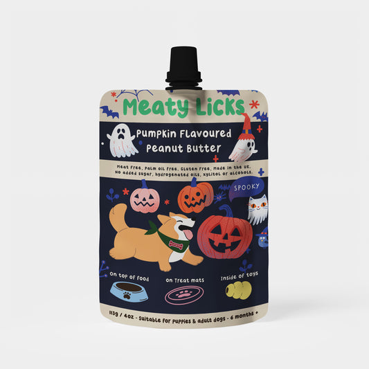 Meaty Licks pumpkin Halloween 2025 peanut butter 113g