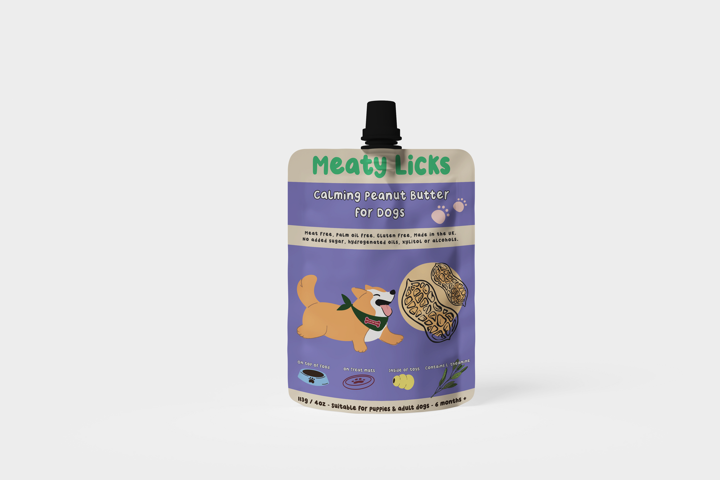 Meaty Licks Calming peanut butter 113g pre-order despatch end of May