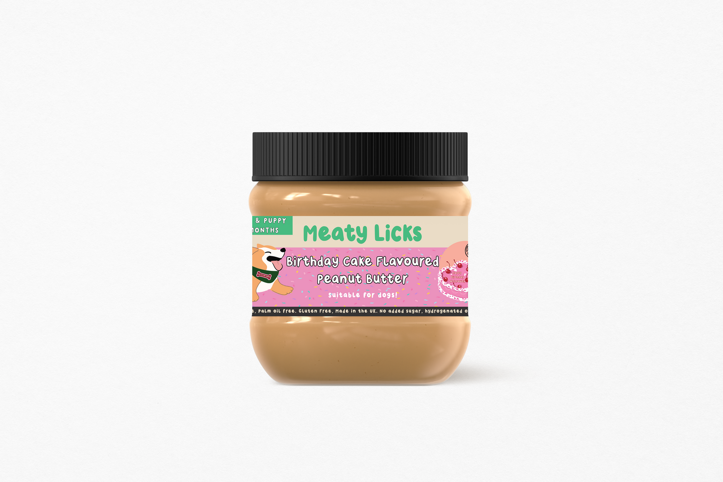 Meaty Licks Birthday Cake peanut butter 350g jar